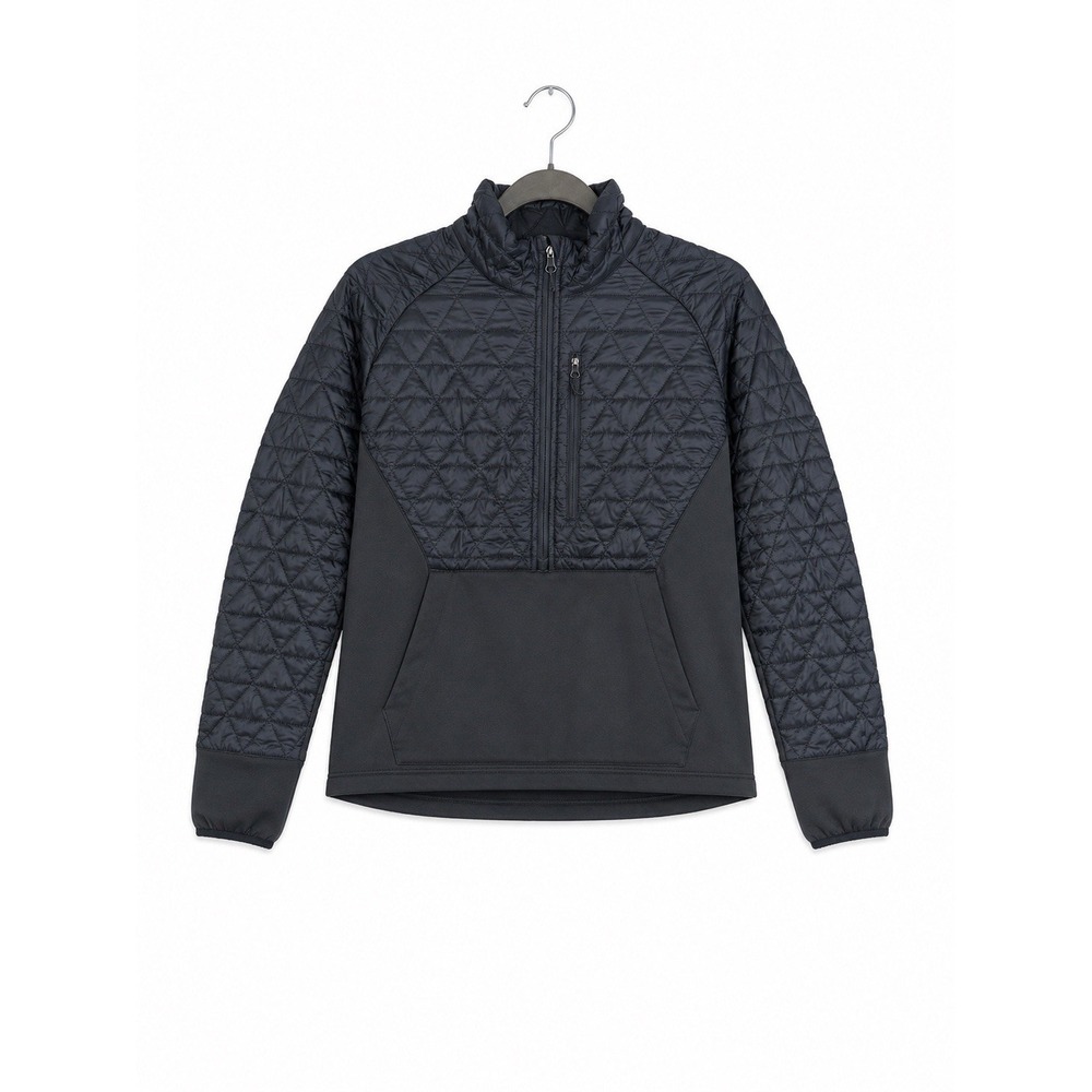 Eddie Bauer Hybrid Quilted Fleece Pullover Women's Size XL Jacket Gray Blue